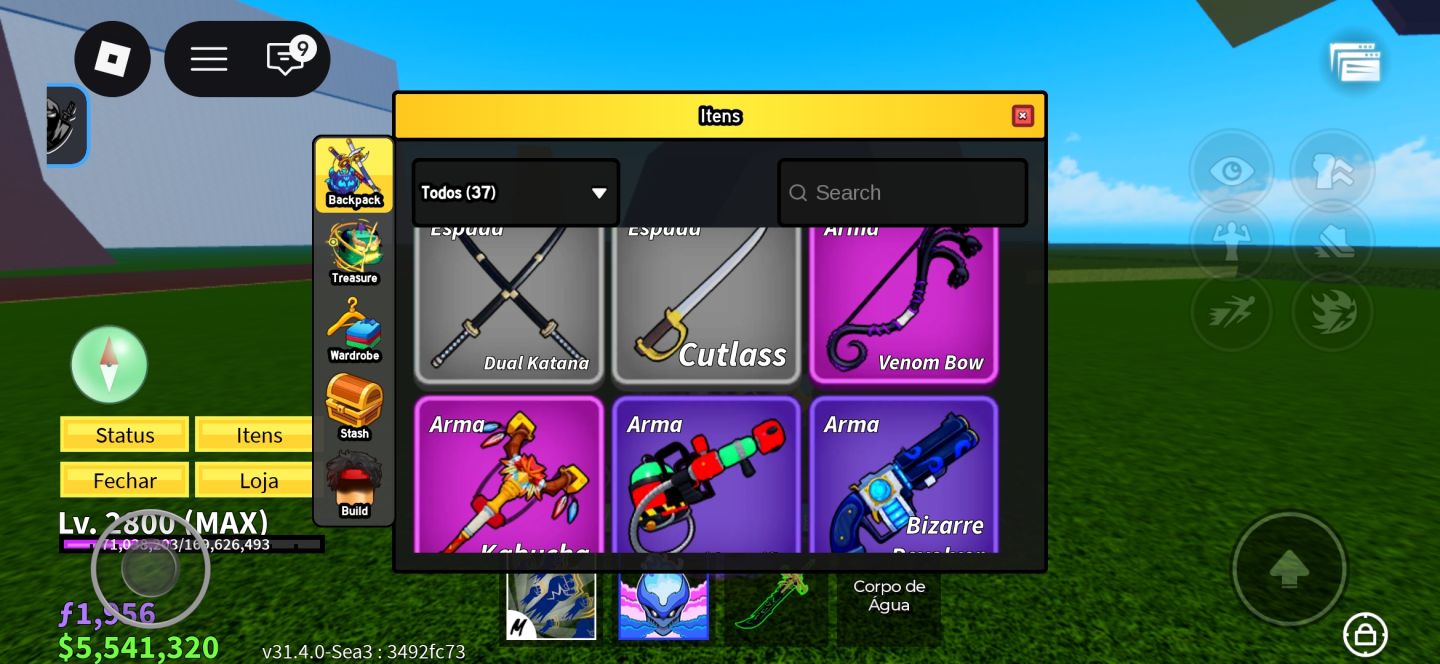 CONTA BLOX FRUITS COM ICE PERM, DARK BLADE E 3 STORAGES FRUTAS E ETC