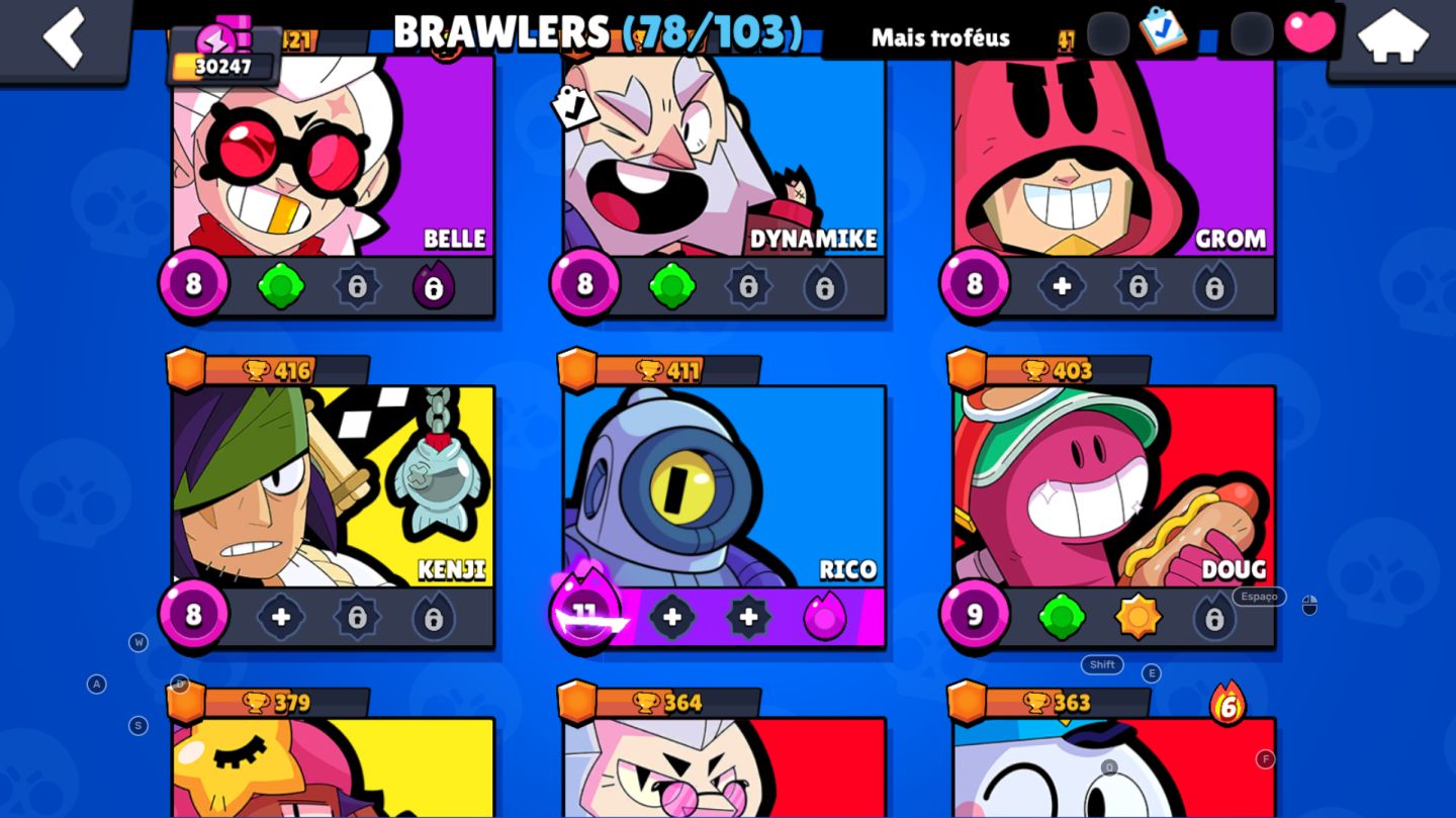 Conta Brawl Stars 30K Troféus | 78 Brawlers | 106 Skins