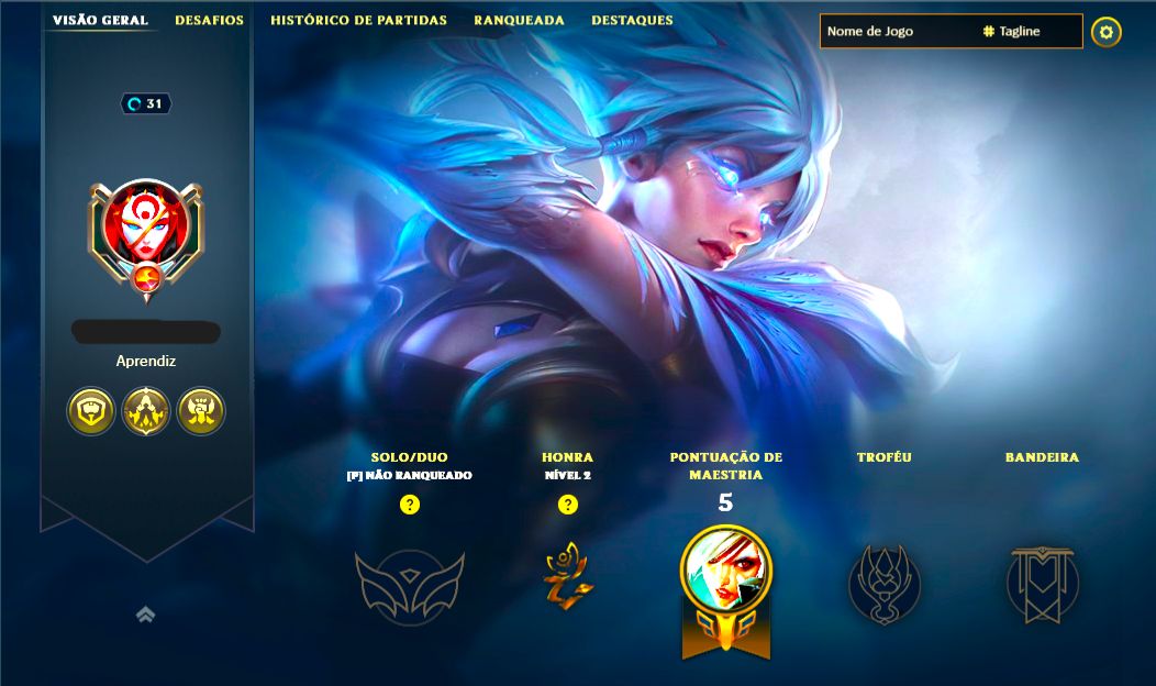 SKIN RIVEN EMISSÁRIA LENDÁRIA + [ RANQUEADA DESBLOQUEADA ] + [ TROCA NICK ]