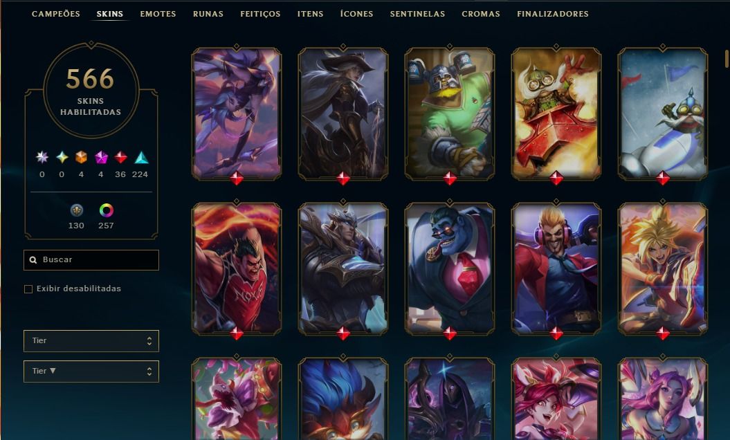 Lvl 1064/566 skins/Todos os dados/ main adc