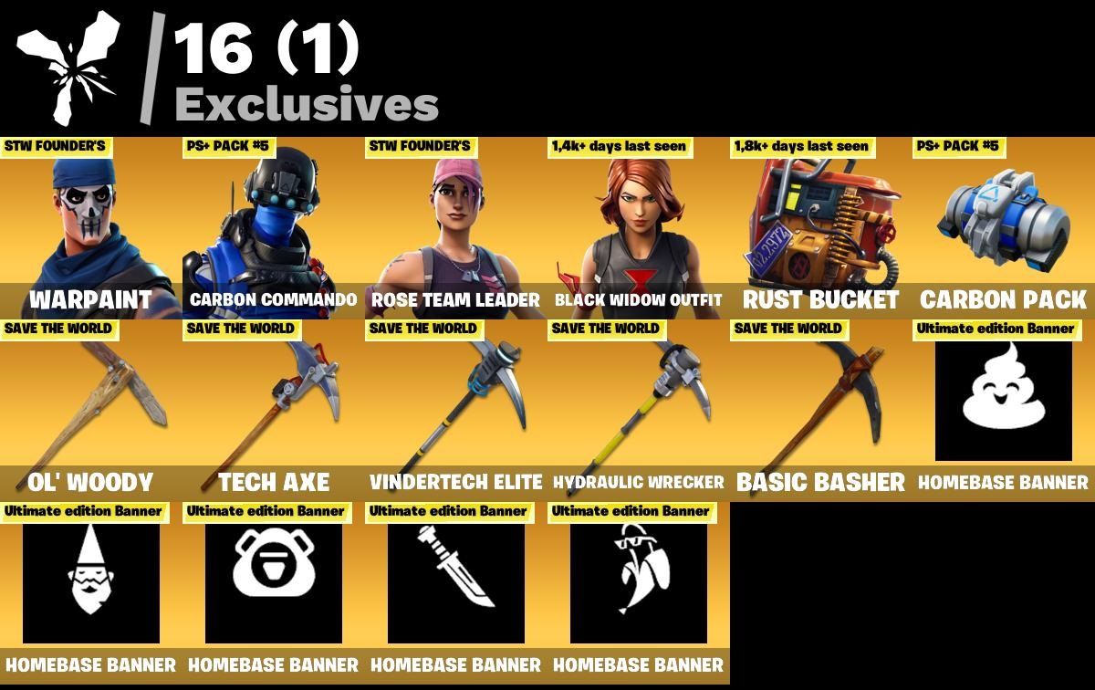 CONTA OG RARA VBUCKS INFITIOS / VIUVA NEGRA RARA / ICONES RAROS / 36SKINS