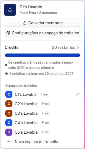 Créditos LOVABLE - Conta com 20 Créditos
