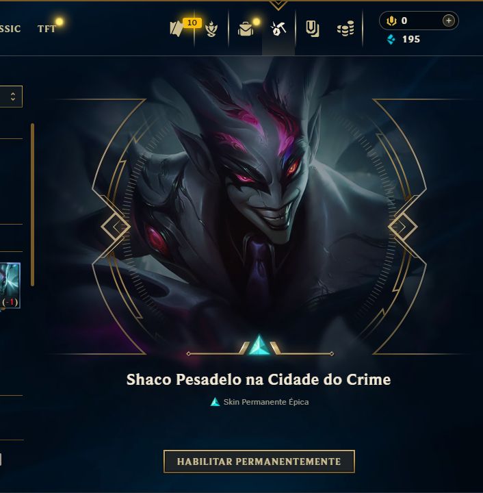 SKIN SHACO PESADELO NA CIDADE + [ DIAMANTE COM 70% DE WIN RATE ] + [TROCA NICK]