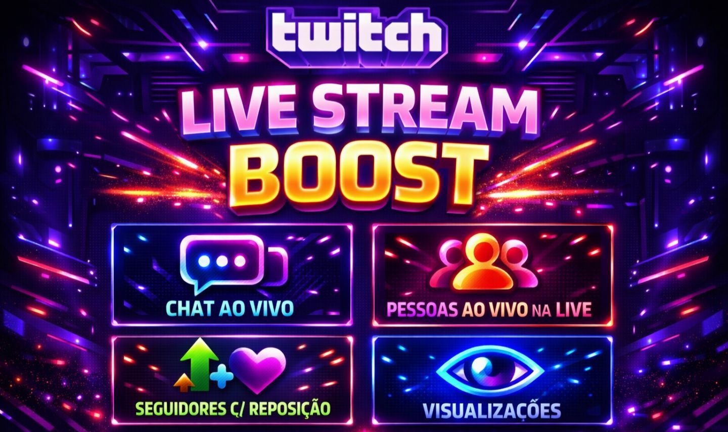 Serviços Para Twitch de Qualidade Elevada, Lives, Chat ao Vivo/Seguidores,-Views
