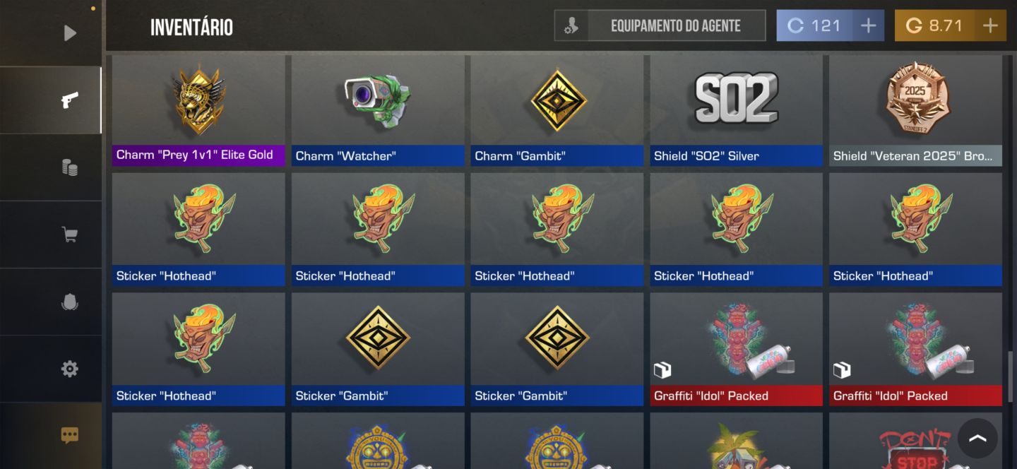 CONTA DE STANDOFF COM 1 FACA E 2 LUVAS E ALGUMAS ARMAS RARAS