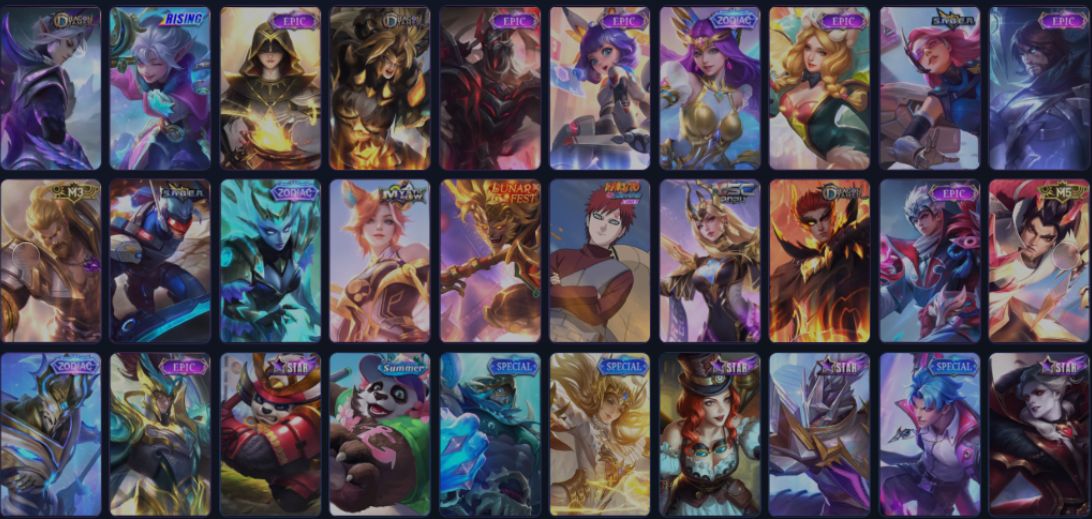 CONTA MOBILE LEGENDS LENDARY |474 SKINS | 133 HERÓIS | LEGENDARY
