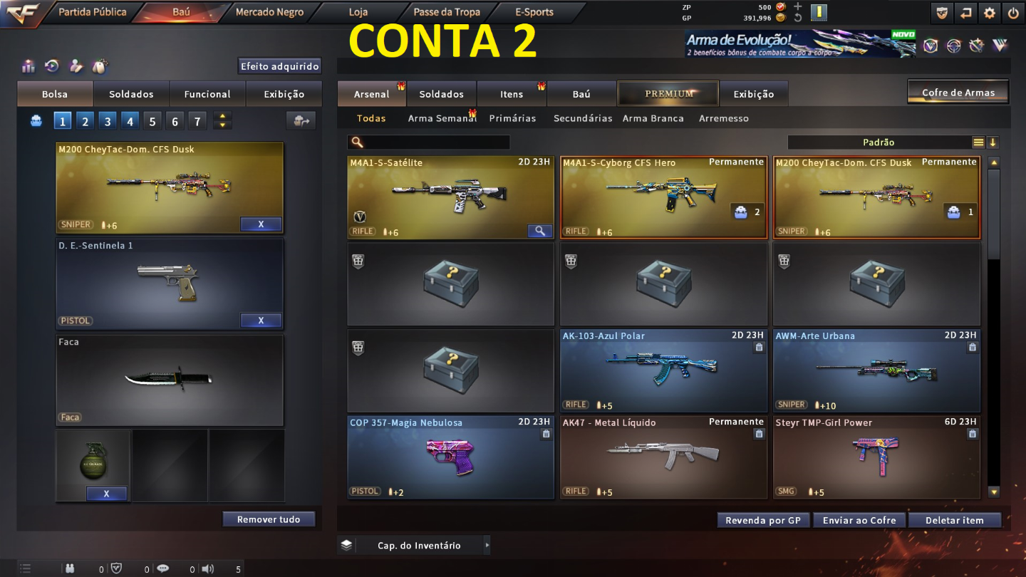 CONTAS CROSSFIRE COM CHEYTAC OU AWM, E CYBORG Variantes de VIPS Email ON