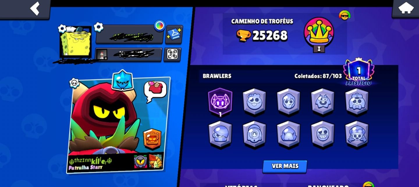 Conta Brawl Stars - 87 Brawlers | 25k+ Troféus | 9 Skins Lendárias