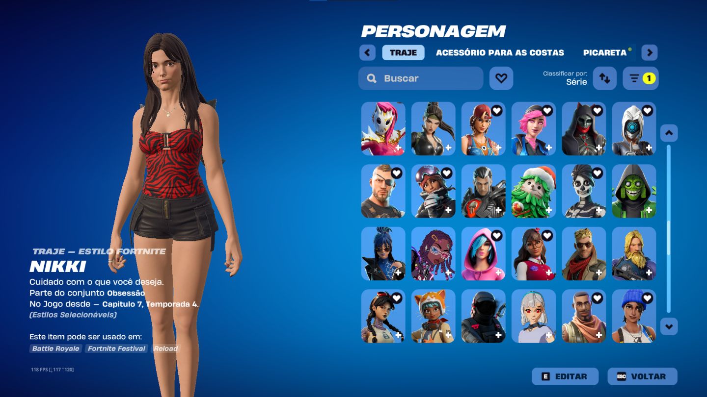 Conta de fortnite rara full season 3 com 145 skins