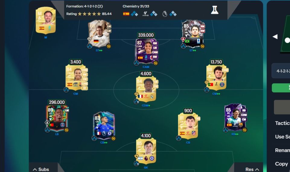 Conta ea fc 27 web liberado time meta, salma,nuno pato, 1k fp 300k em caixa