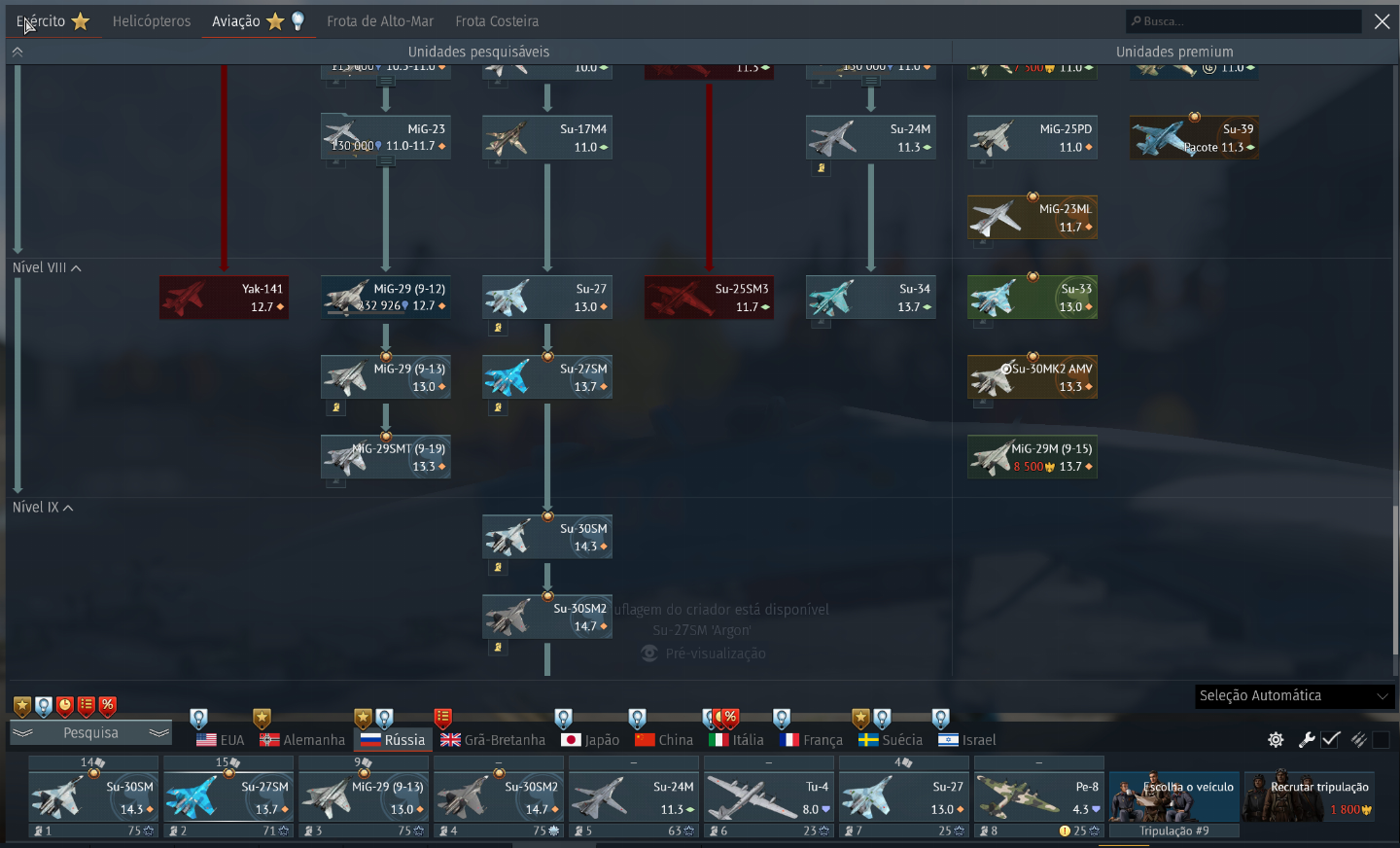 CONTA WAR THUNDER 2013 - 45 VEICULOS PREMIUM - MAIORIA DOS TOP TIER!