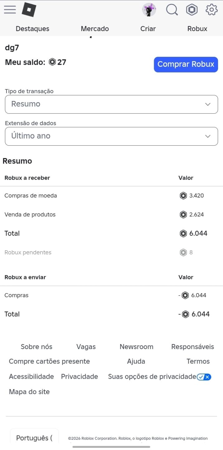 Conta roblox