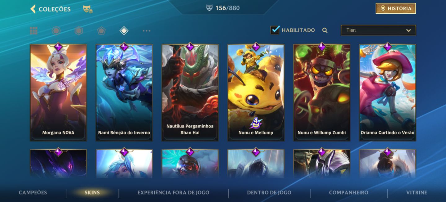 Conta wild Rift focada em mid/sup com grande coleção da campeã Lux