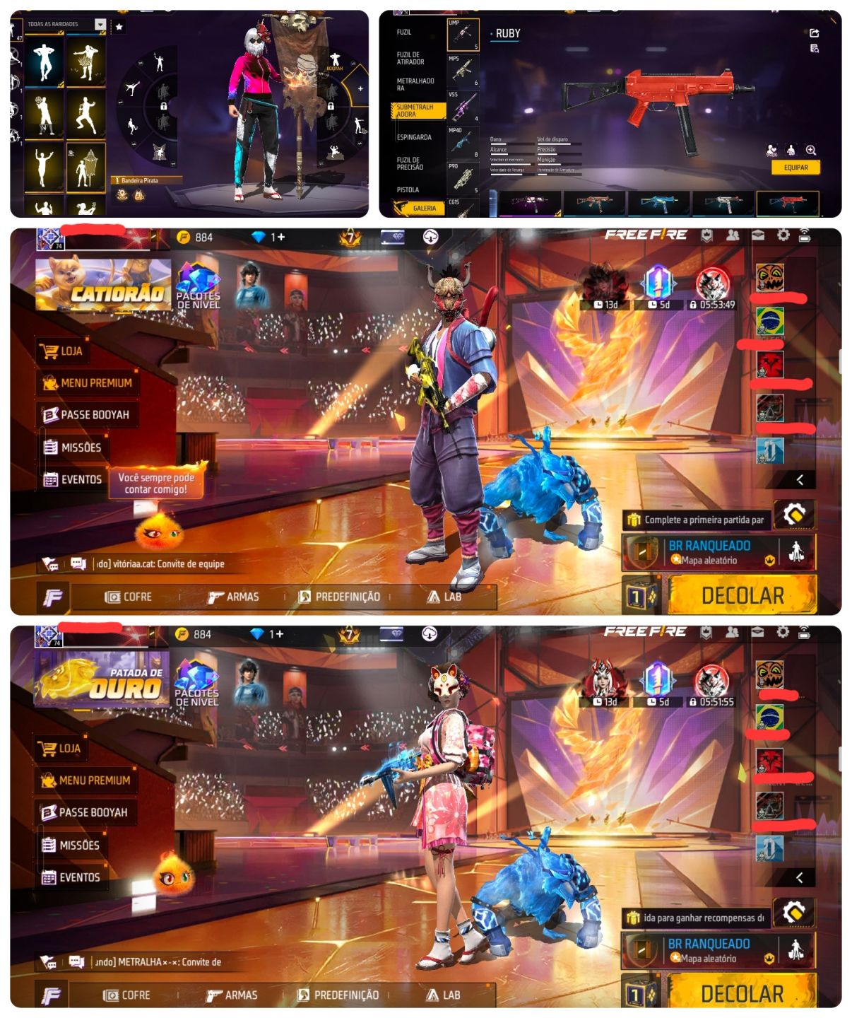Conta Free Fire OG | Passe 1 Sakura + Angelical + Punho ICE + 15 OLD Incubadoras