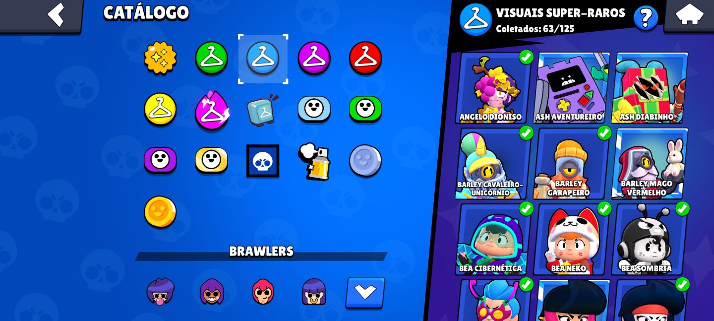 Possui 103 brawlers, mais de 250 skins, 30 brawlers full, Full acesso!!