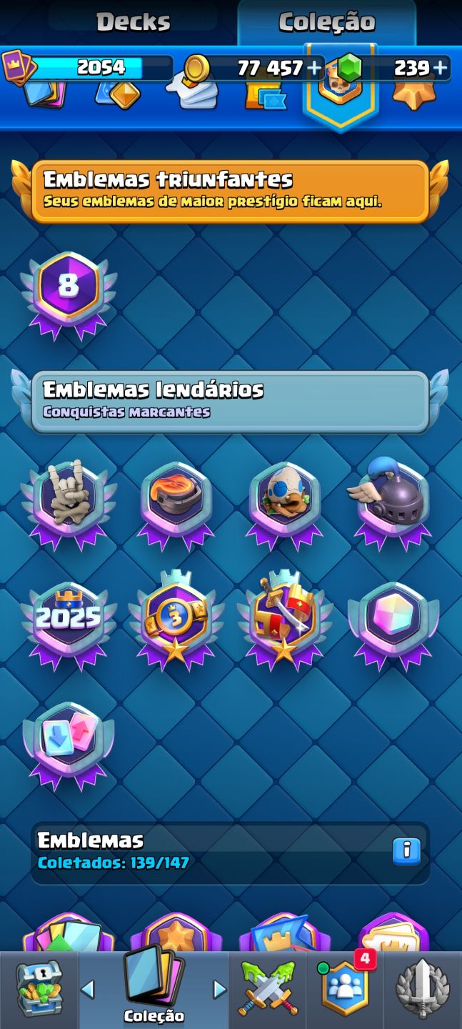 Conta Clash Royal arena sazonal 1