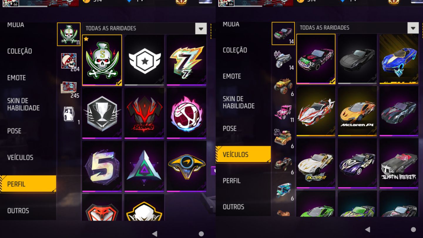 CONTA FREE FIRE | 7 ANOS | LVL 66 | FEMININA E MASCULINA | COLECIONADOR
