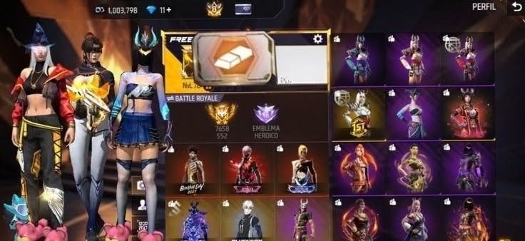 CONTA NVL ALTO - 377 COLEÇÕES + 310 EMOTES + 736 POSES + SOMBRA ROXA
