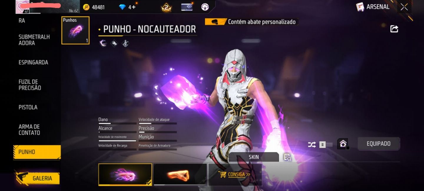 Conta free fire com angelical, armas tributadas