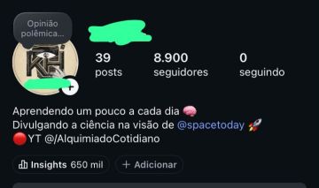 PERFIL DE CIÊNCIA & CURIOSIDADES À VENDA (+8.7K SEGUIDORES)