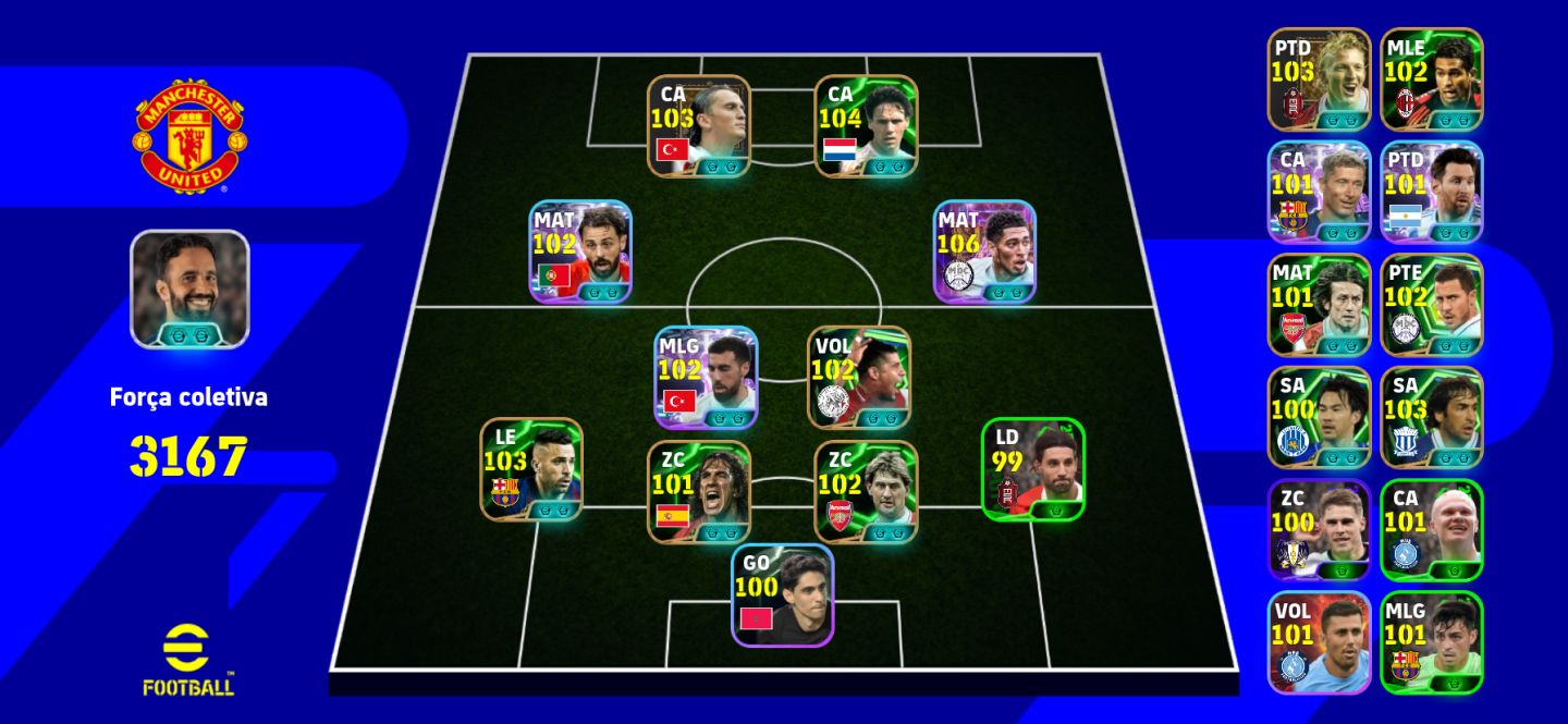 CONTA EFOOTBALL | BELLINGHAM 106 + VAN BASTEN 104 + JORDI ALBA 103 | FORÇA 3167