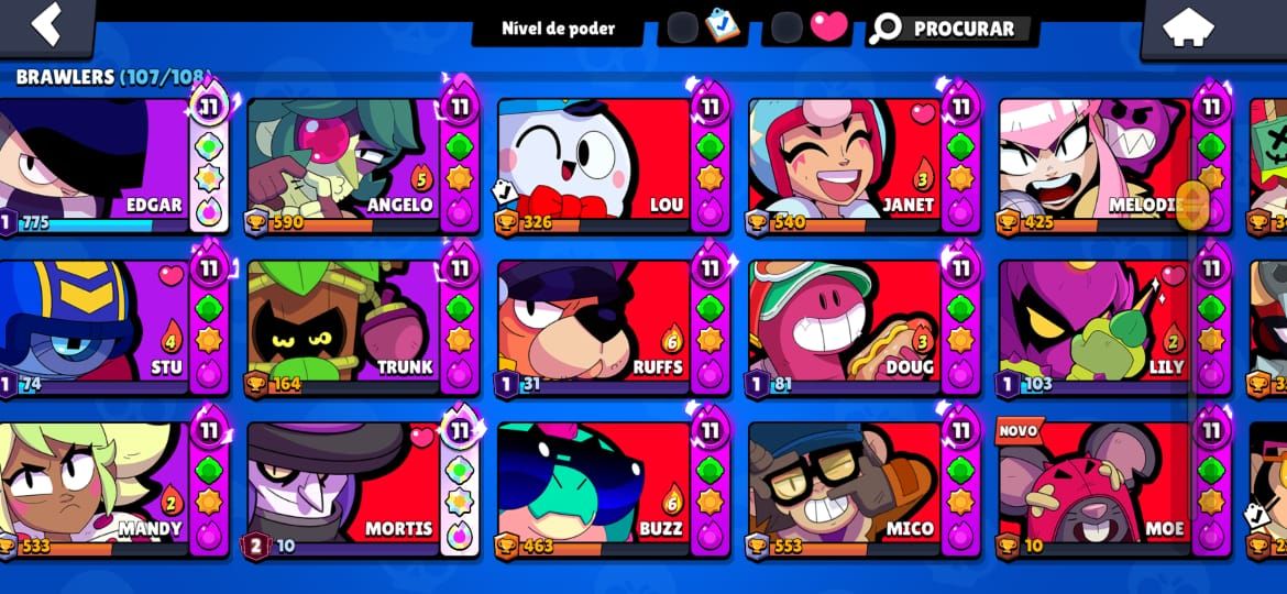 CONTA BRAWLSTARS | LENDÁRIO | TODOS BRAWLERS | 50K | RECHEADA DE SKINS | COLEÇÃO
