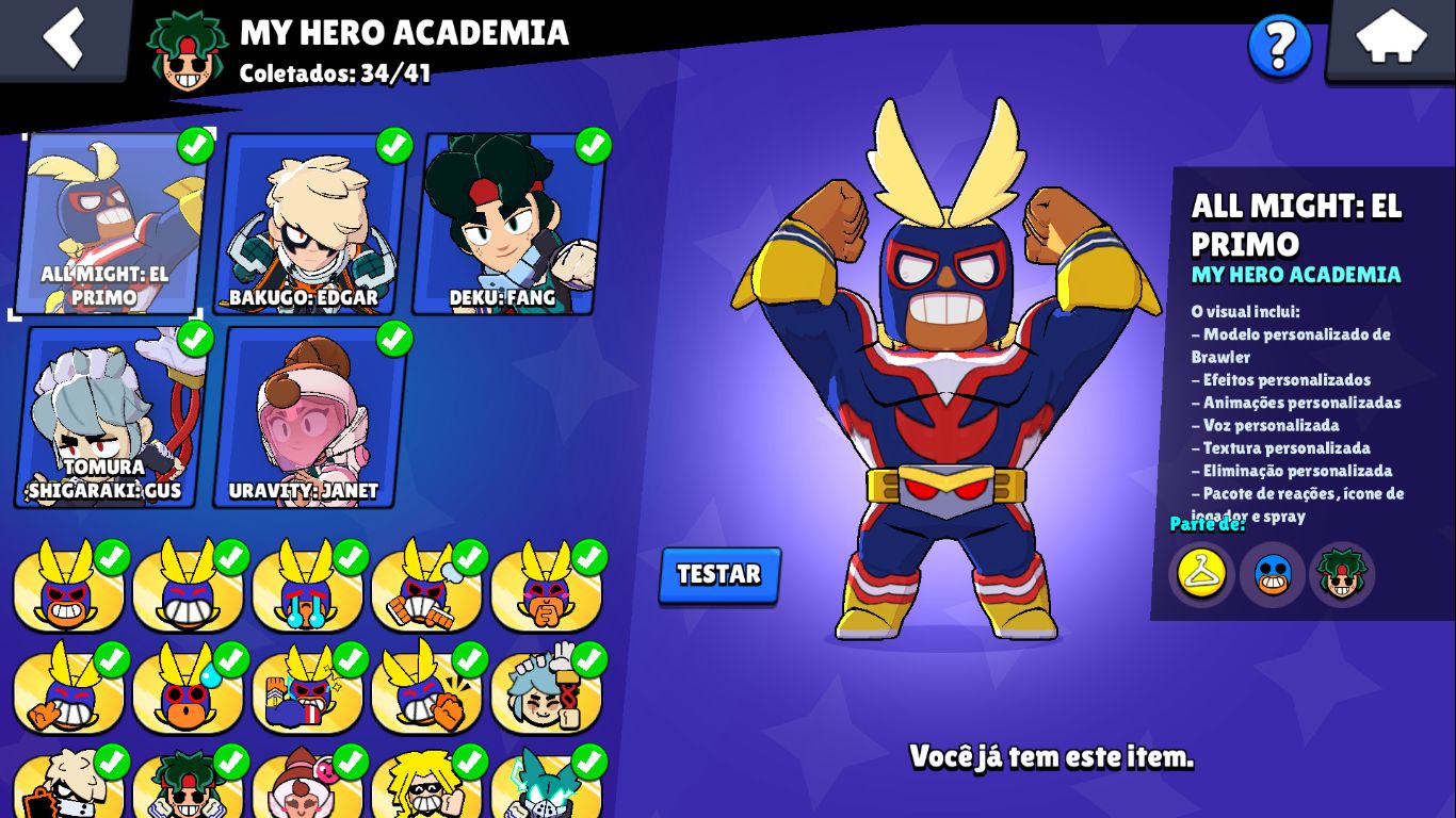 BRAWL STARS CONTA 2020, Mestre + Prestígio 3 + Skins Raras