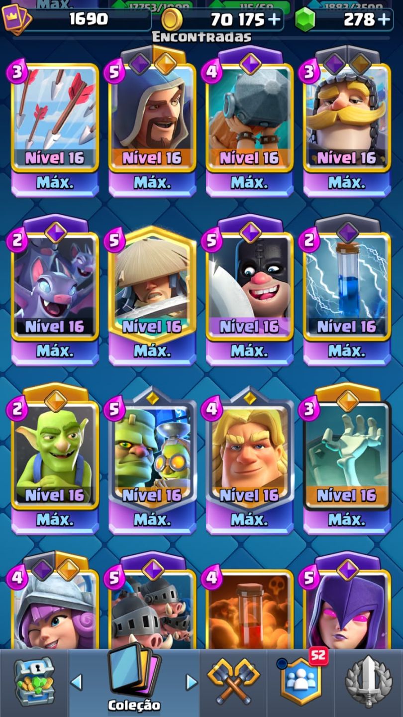 CONTA CLASH ROYALE MAXIMIZADA! NÍVEL 16, VÁRIAS CARTAS NÍVEL 16 E HERÓIS