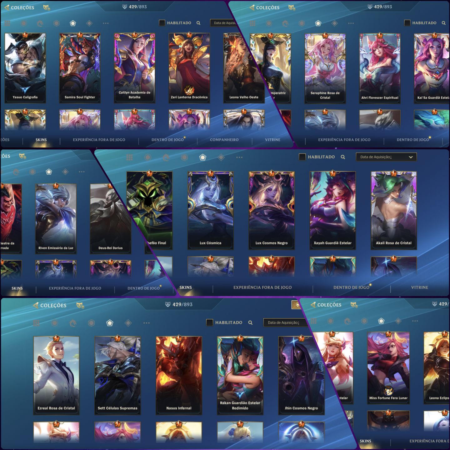 Wild Rift Desafiante 4x com 430 Skins/661 essências laranja, elo atual Mestre 3