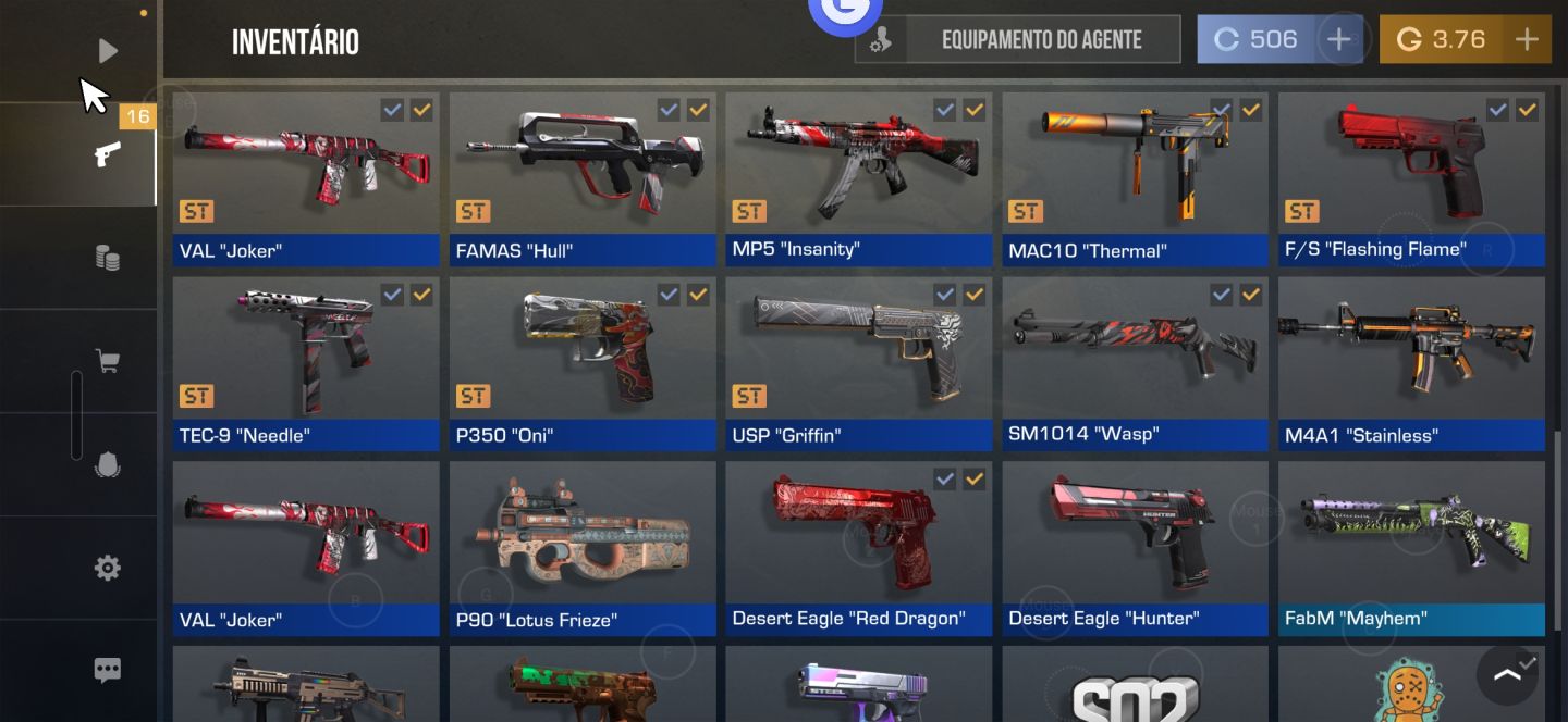 Conta com 1800 golds em skins