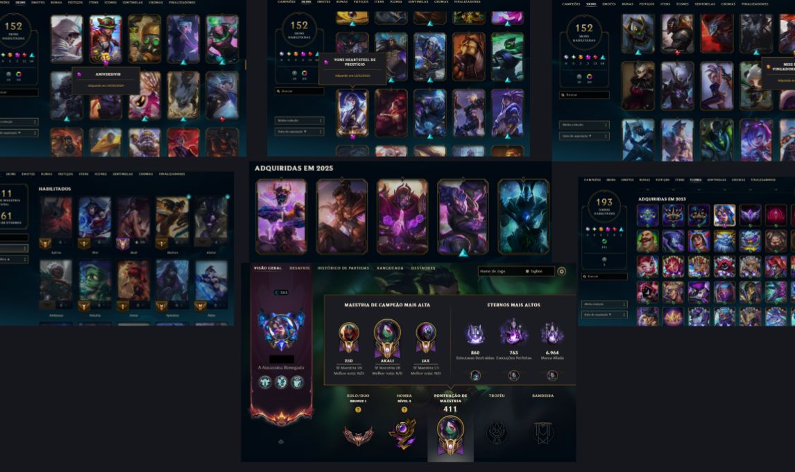 CONTA LoL/Vava 152 SKINS: YONE PRESTÍGIO, ANIVERSIVIR, SKINS ULTIMATE