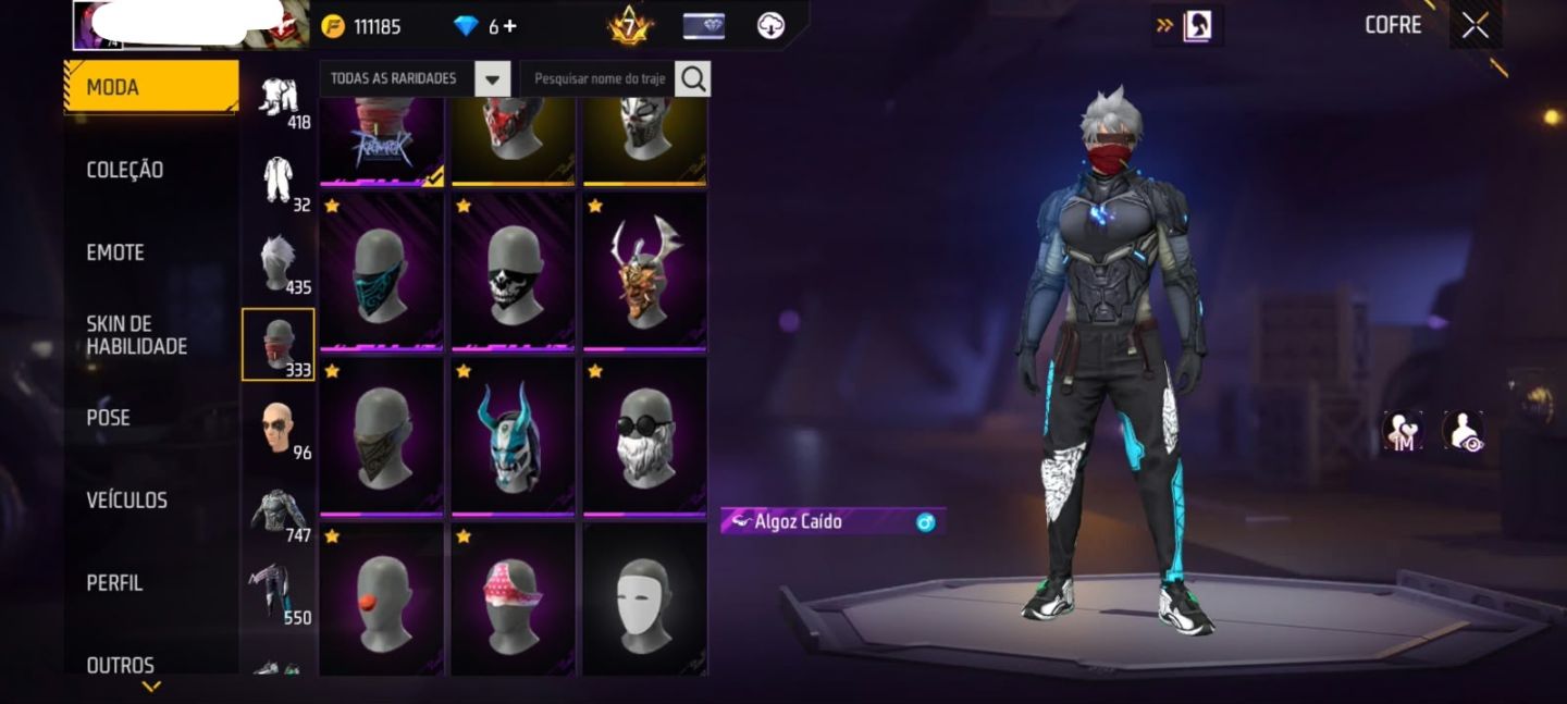 Conta Free Fire - PRIME 8 + RAGNAROK +600 Peitas (Recuperação ativa)