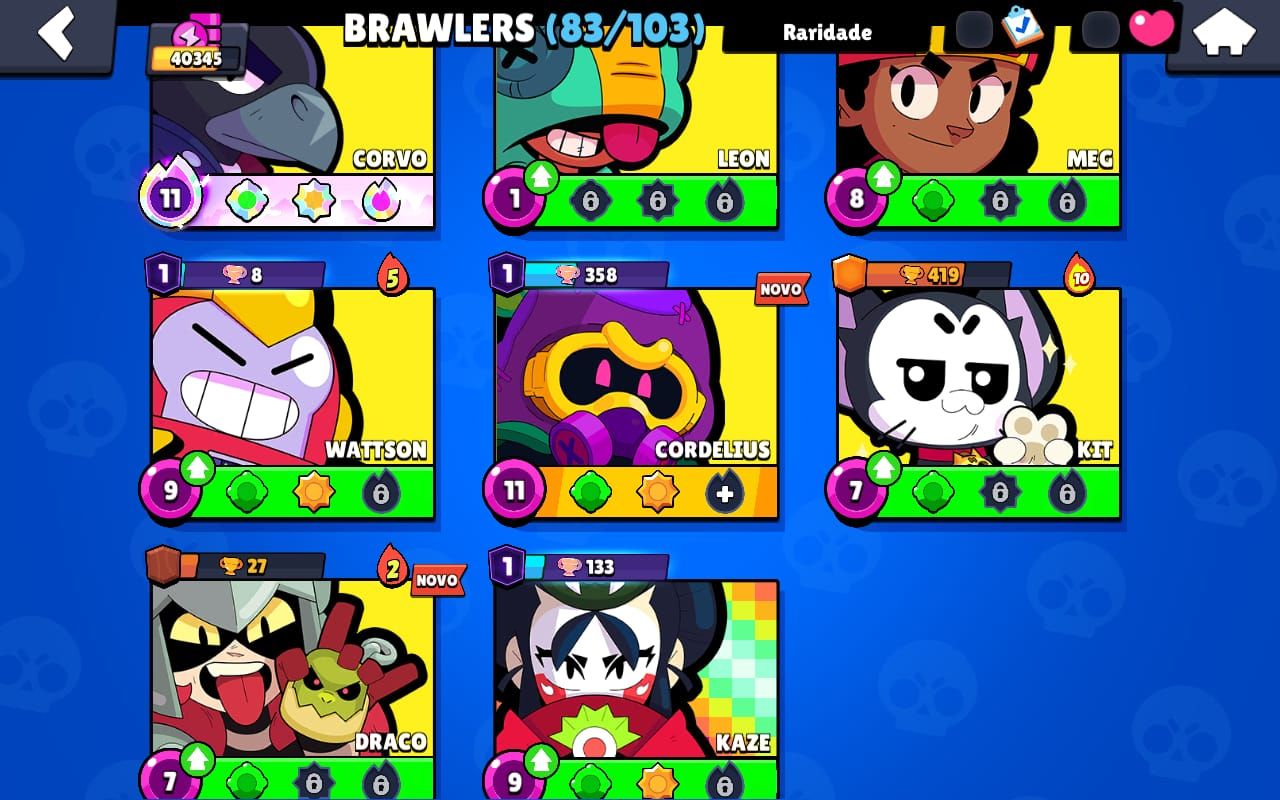 CONTA BRAWL STARS 40K COM 82 BRAWLERS, SKINS E 300 GEMAS INCLUSAS