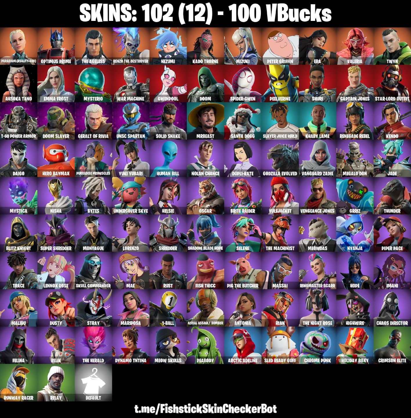 Conta Fortnite com Optimus Prime | The Ageless | Renzo the Destroyer e 102 Skins