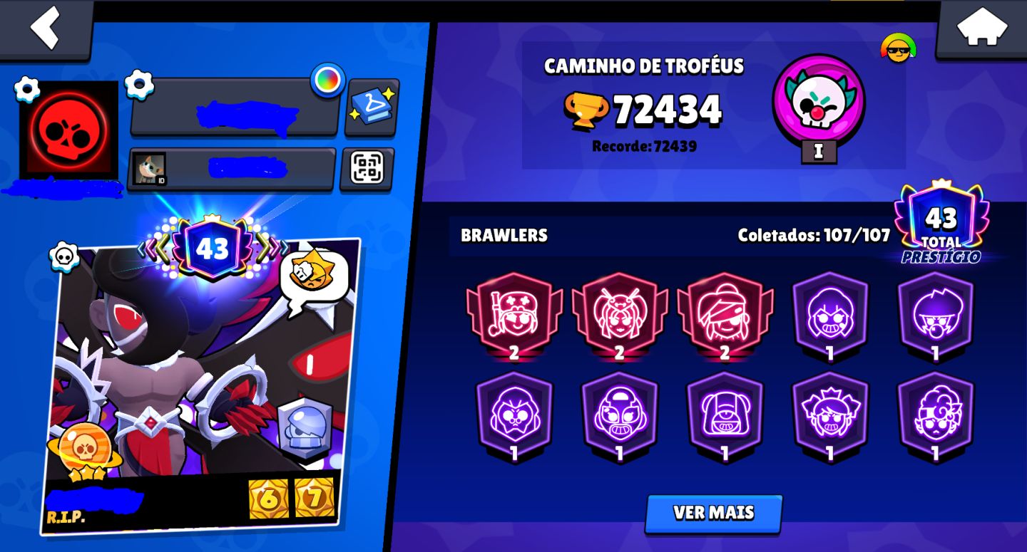 CONTA BRAWL STARS OG | 72K TROFÉUS | LENDÁRIO I BEST | 107 BRAWLERS (49 P11) | M