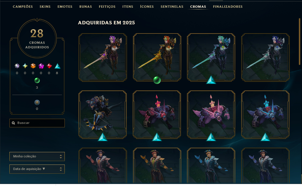 Conta LOL Ouro II | Level 545 | 163 Skins | Todos os Campeões | Full Acesso