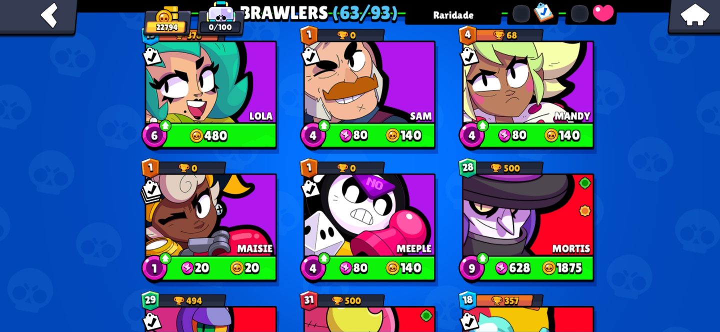Conta antiga Brawl Stars com skins raras e colabs!!