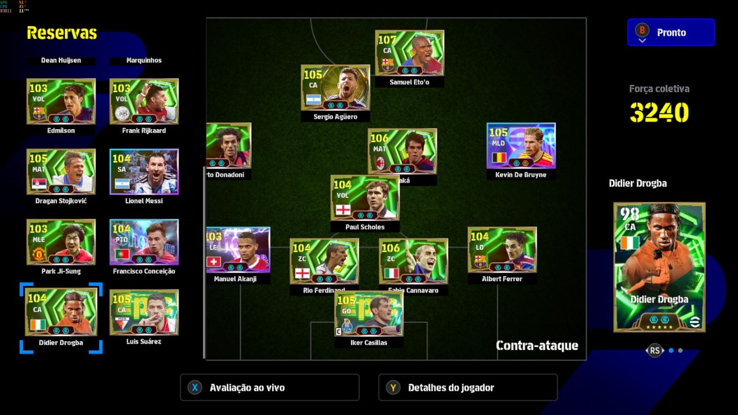 Conta PC Steam Samuel Eto'o 107, Kaka 106, De Bruine 105 e CIA