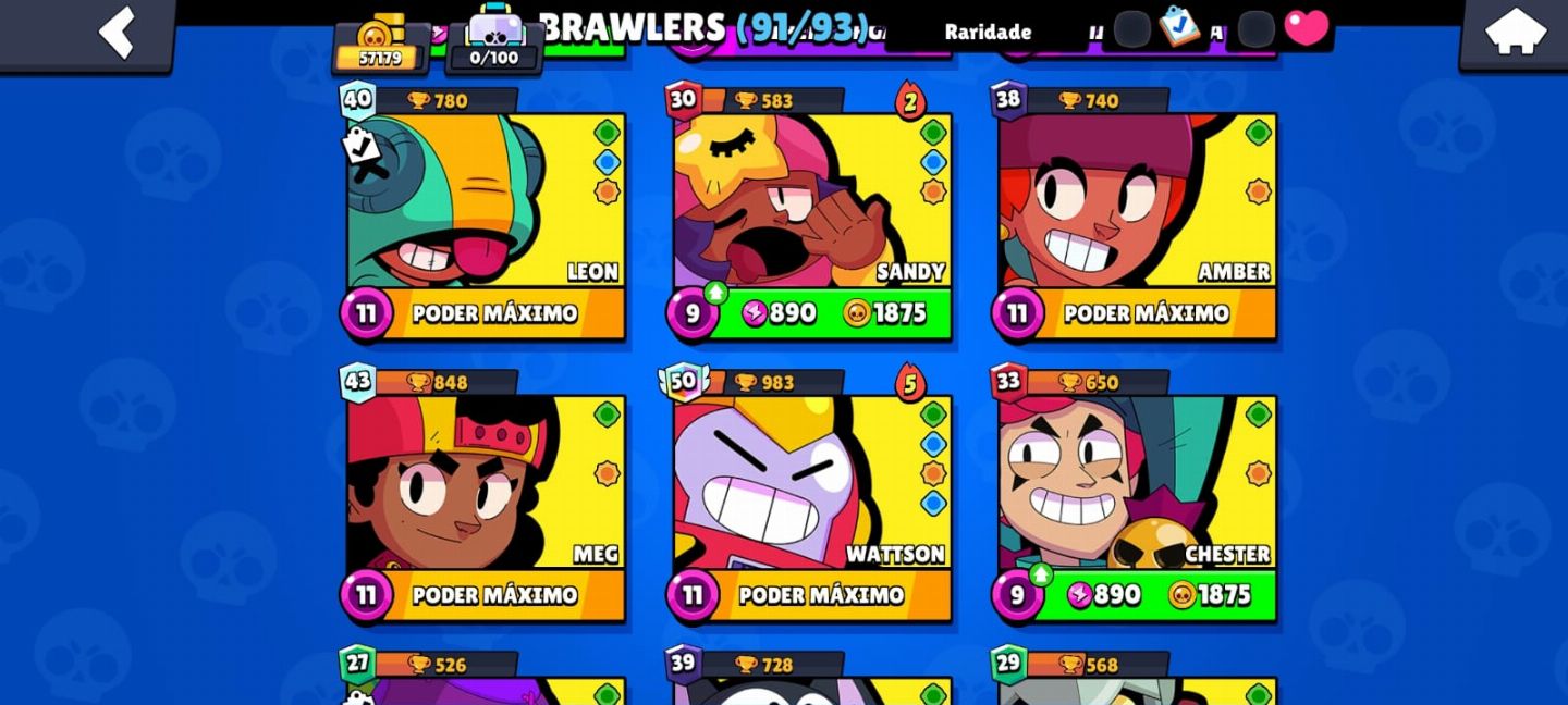 Conta Brawl Stars Rara 91/93 personagens - Vem no Certo