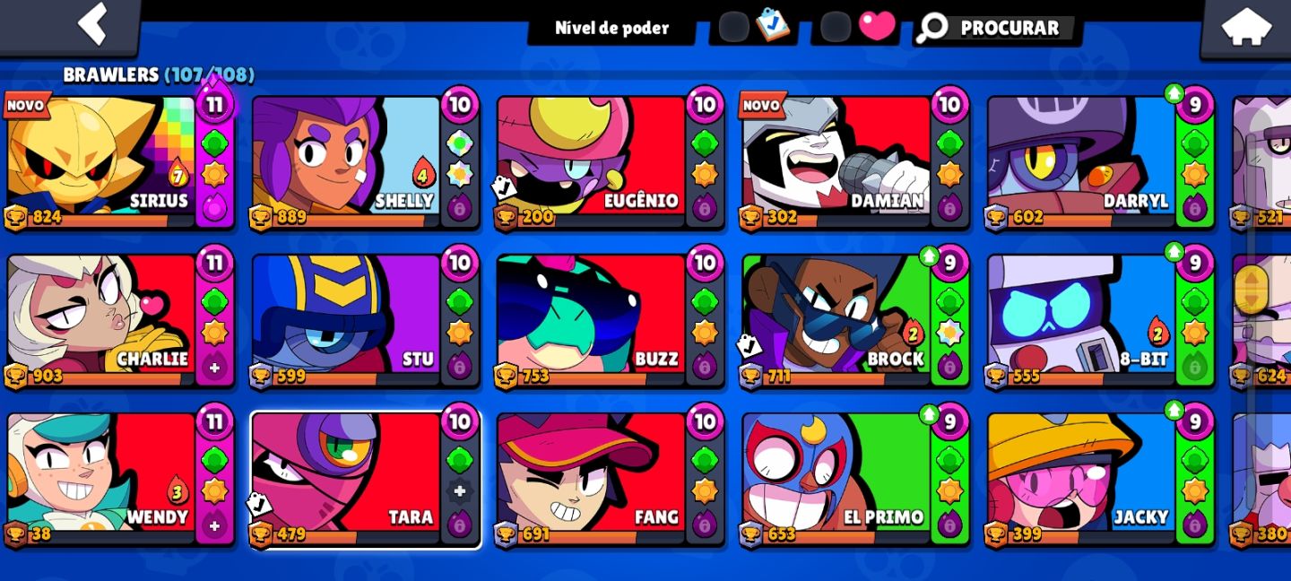 Brawl stars conta 59k muitas skins e brawlers upados