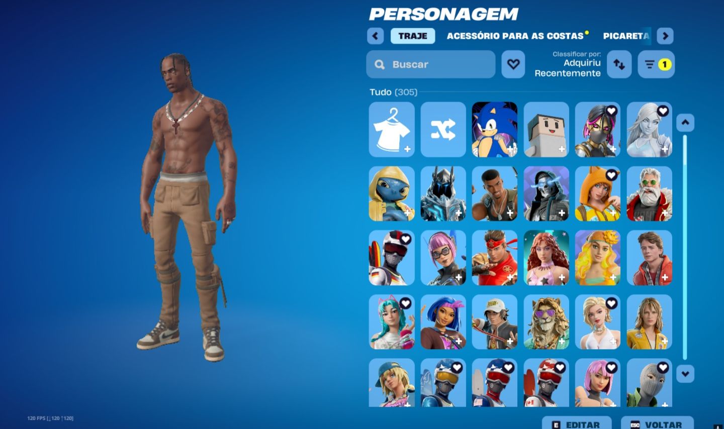 Conta fortnite 305 skins ( travis, passes da s4c1 para frente)