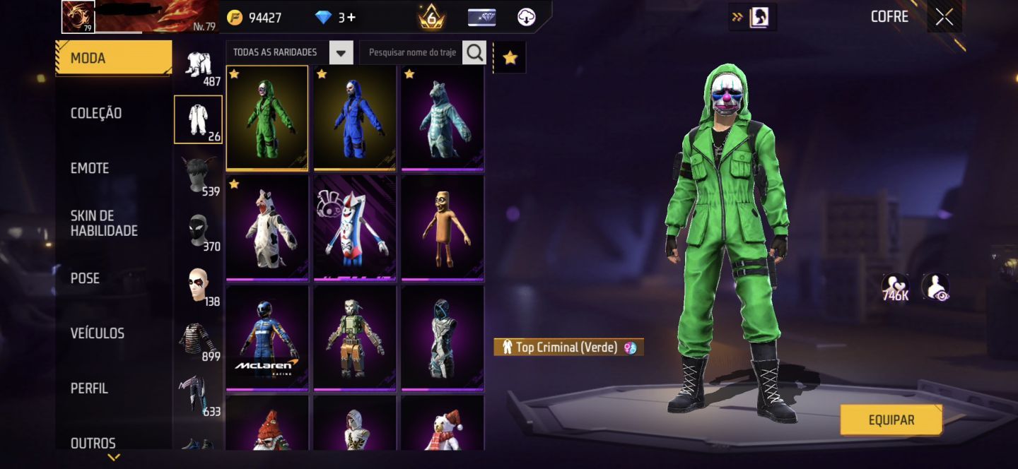 CONTA DE FREE FIRE GEMADA NÍVEL 79 COM ANGELICAL, AVENTUREIRO e COELHÃO