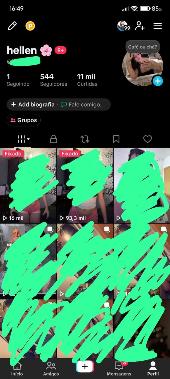CONTA DE TIKTOK 600 seguidores engajada