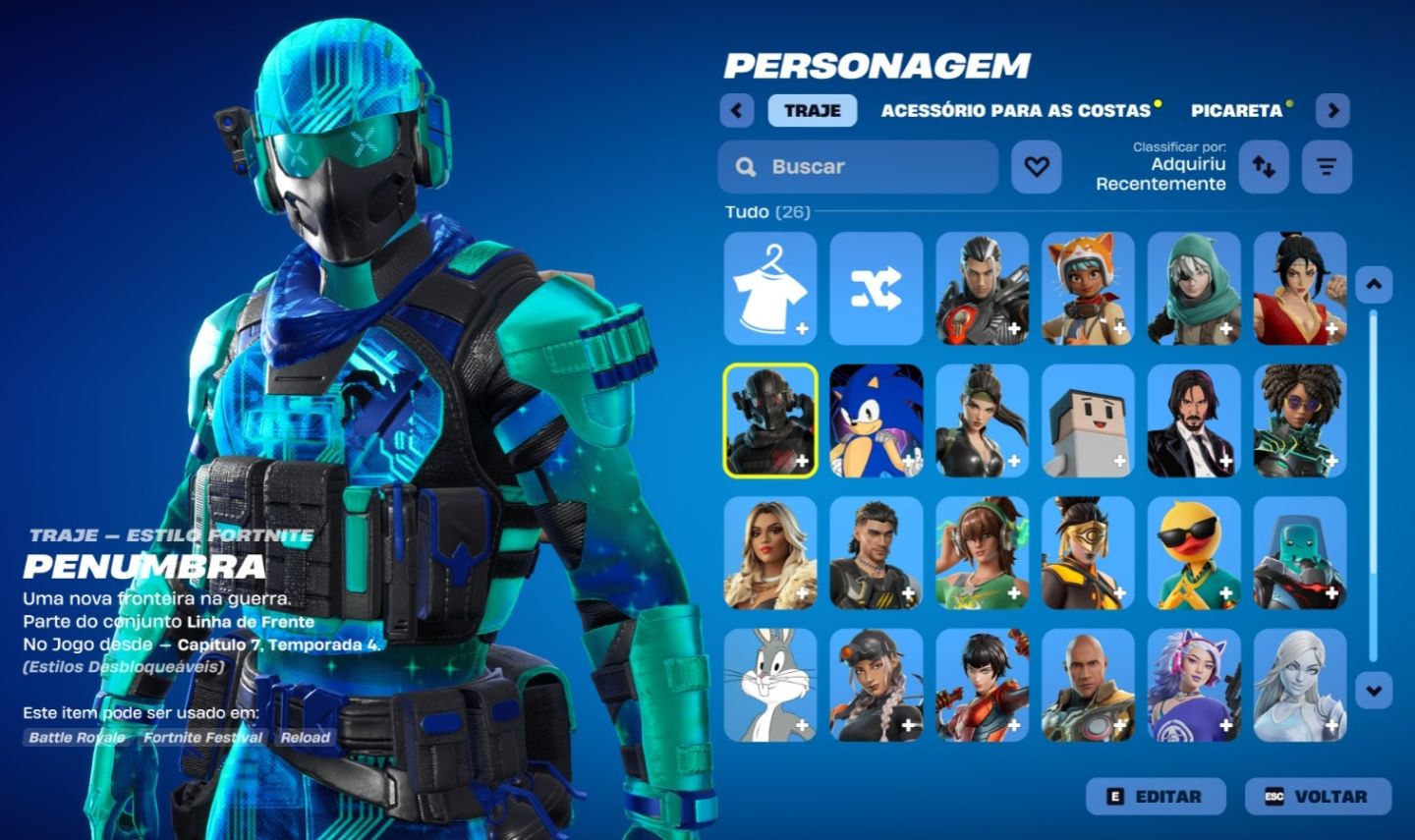 Conta de Fortnite com 24 Skins | Bugs Bunny | Promoção!