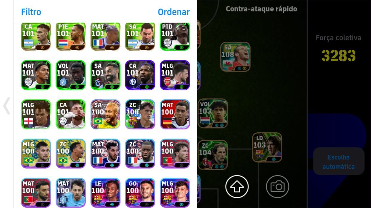 Conta de Efootball Braba do CR7,MESSI,KVARA BLITZ,BALE FORÇA COLETIVA MAX 3284+