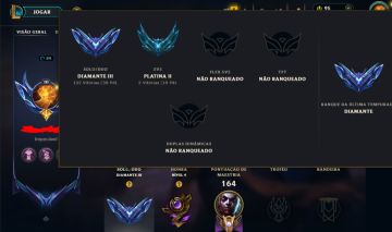 Conta Diamante 3 39 lp 60% de winrate League of Legends