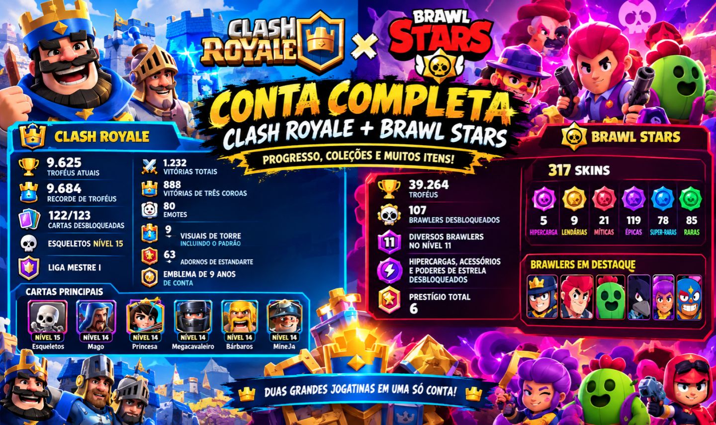 Conta Brawl stars + brinde Clash Royale