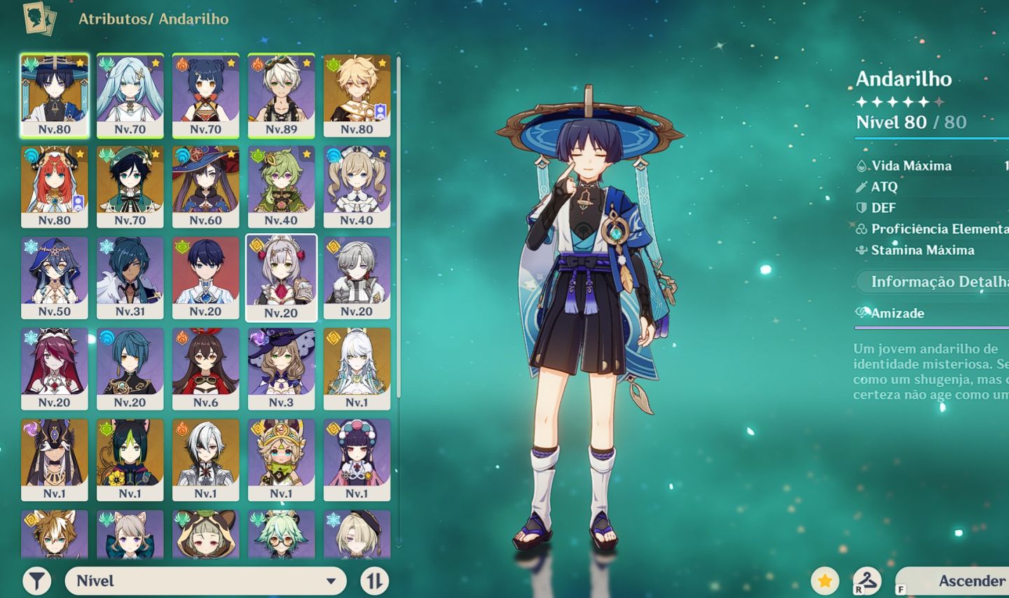 CONTA GENSHIN AR52 | ARLECCHINO, ANDARILHO, NILOU, VENTI, KOKOMI + 1 ARMA 5
