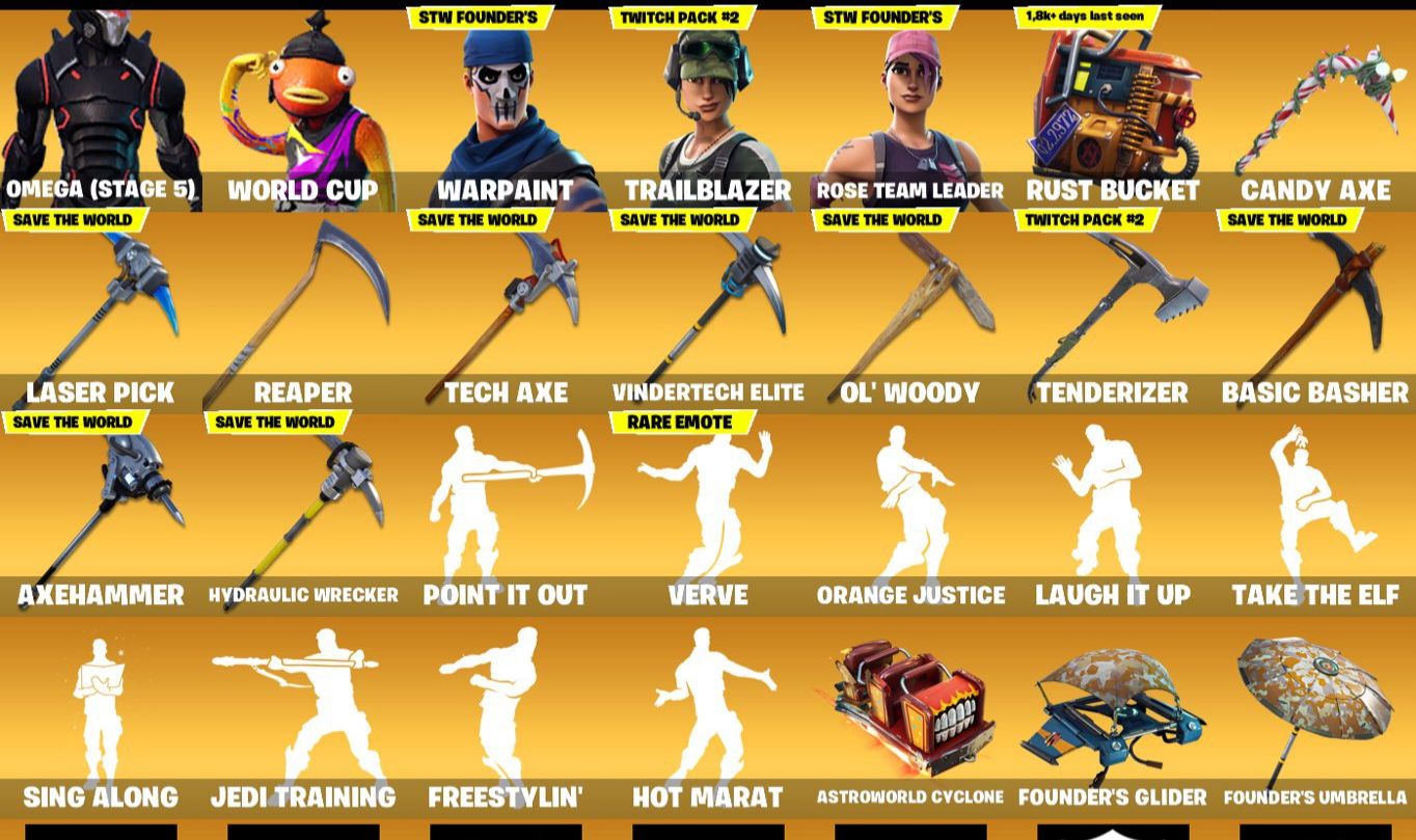 CONTA FORTNITE 2018/19 RARA 115+ SKINS S4/C1 E SALVE O MUNDO FUNDADOR