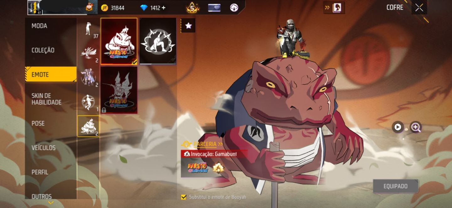 Conta FreeFire 7 Anos | 1372 diamante | Pacote Hashira Sensi | Tds Skins Naruto